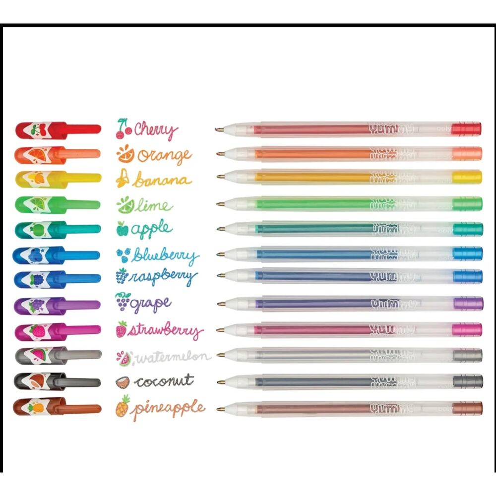 OOLY Yummy Yummy Scented Glitter Gel Pens 12 Pack Fruit Scents NEW - Picture 2 of 2